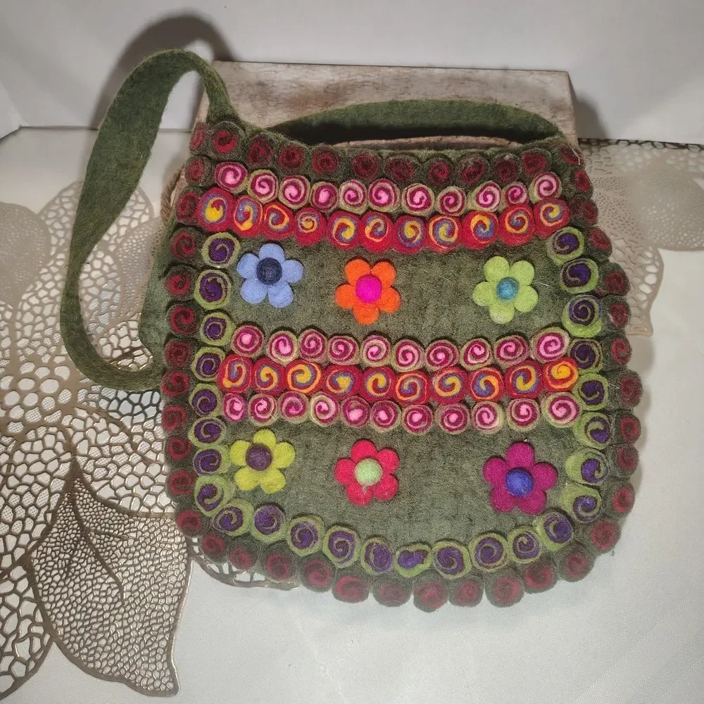 Colorful Felt Shoulder Bag Wool *Condition Issues